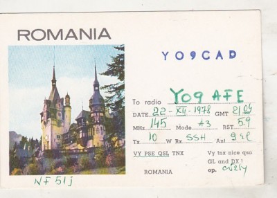 bnk cp Sinaia - Castelul Peles - carte postala QSL circulata foto