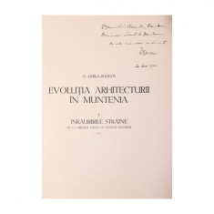 N. Ghika Budești, Evoluția arhitecturii în Muntenia, 1927-1936, 4 volume, cu dedicația olografă a autorului