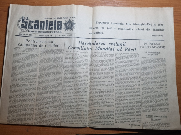 scanteia 2 iulie 1952-cuvantarea lui gheorghiu dej pt mineri,art.craiova,arad