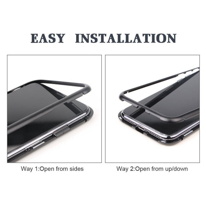 Husa magnetica 360 din sticla fata + spate cu rama metalica Iphone Xs Max