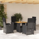 vidaXL Set mobilier de grădină cu perne, 5 piese, negru, poliratan 3277326