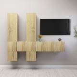 VidaXL Set de dulapuri TV, 7 piese, stejar sonoma, lemn prelucrat
