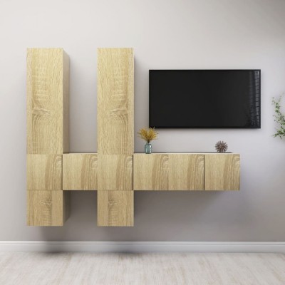 vidaXL Set de dulapuri TV, 7 piese, stejar sonoma, lemn prelucrat foto