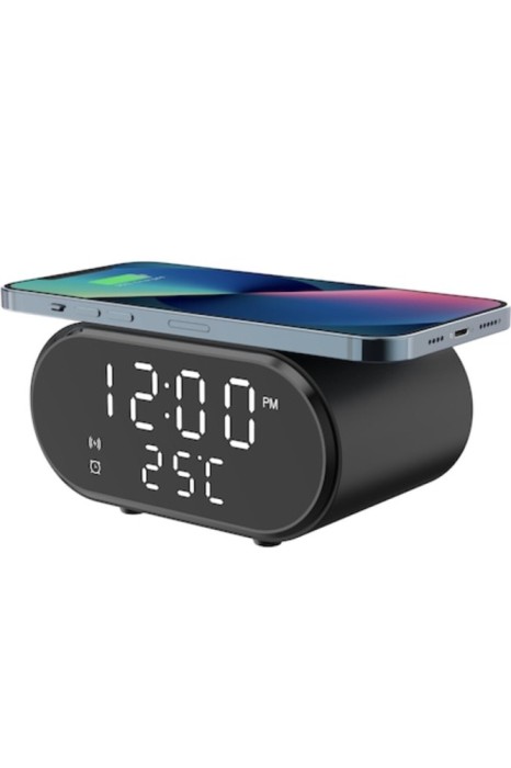 Ceas Electronic LED, Afisaj Digital, Functie Incarcator Wireless Fast Charge 15W, Alarma, Termometru