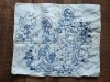 Fata de perna cu cusatura de mana, 2 fete - una cu Sfanta familie (Maica cu Isus si Iosif) ata abastra / copil cu flori - ata verde, 43x36cm