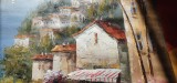 PICTURA ulei cutit pe vinilin, tablou modern -Coasta Amalfitana-sistem agatat