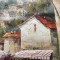 PICTURA ulei cutit pe vinilin, tablou modern -Coasta Amalfitana-sistem agatat