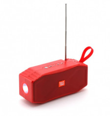 Boxa Portabila Bluetooth/ TF Card/ Radio FM/ USB/ AUX, Lanterna LED, Incarcare Solara, Antena, TG614, Rosu foto