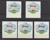 Tonga 1974 - Centenar U.P.U., 1874-1974, serie 5 valori,nedantelate, autocolante,MNH,Mi.494-498