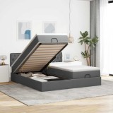 Cumpara ieftin Cadru de pat otoman cu saltele țesătură gri &icirc;nchis 160x200cm