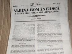 ALBINA ROM&amp;Acirc;NEASCĂ , AN XI, 1840, NR 49, 23 IUNIE, 4 pagini, stare buna foto
