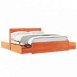 Cadru de pat cu sertare maro ceruit, 150x200 cm, lemn masiv pin GartenMobel Dekor, vidaXL