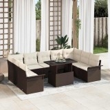 Cumpara ieftin Set de canapele pentru grădină cu pernă 10 pcs Maro Rattan poli