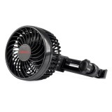 Ventilator auto pentru tetiera AMiO 03007, alimentare la bricheta 12V DC, diametru 11,5 cm, 2 trepte de viteza, reglare unghi, cablu 2 m, negru