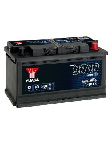 Baterie Auto, Yuasa 9000 AGM 80Ah 800A, 317x175x190mm