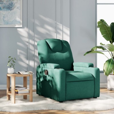 vidaXL Fotoliu rabatabil, verde &amp;icirc;nchis, material textil foto