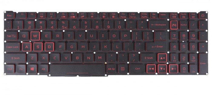 Tastatura Laptop, Acer, Nitro 5 AN515-58, N22C1, conector ingust, iluminata, rosie, layout US