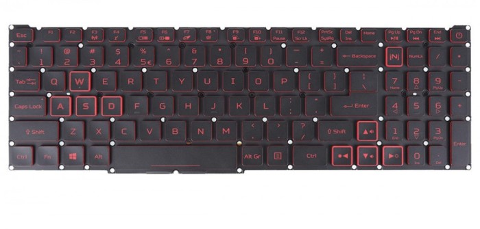 Tastatura Laptop, Acer, Predator Helios 300 PH315-53, PH315-54, PH317-54, N18I3, conector ingust, iluminata, rosie, layout US