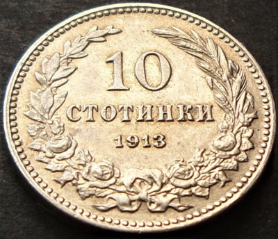 Moneda istorica 10 STOTINKI - BULGARIA, anul 1913 *cod 2508 B = excelenta foto