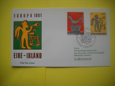 HOPCT PLIC FDC S NR 108 IRLANDA -EUROPA CEPT 1981 foto