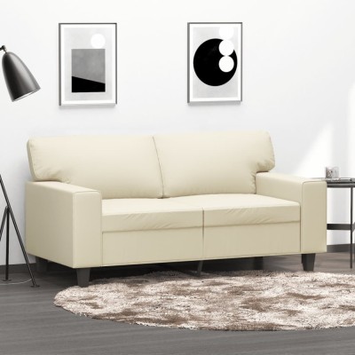 vidaXL Canapea cu 2 locuri, crem, 120 cm, piele ecologică 359413 foto