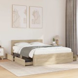 Cumpara ieftin Cadru de pat cu sertar Sonoma 137 x 188 cm Lemn prelucrat