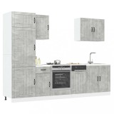 Set dulapuri de bucătărie 7 piese &bdquo;Lucca&rdquo; gri beton Lemn