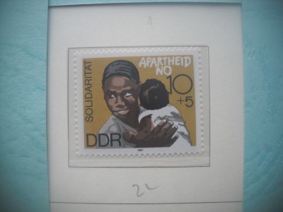 HOPCT TIMBRE MNH 1196 LUPTA CONTRA APARTHEID -1 VAL-1987-GERMANIA DDR/RDG foto