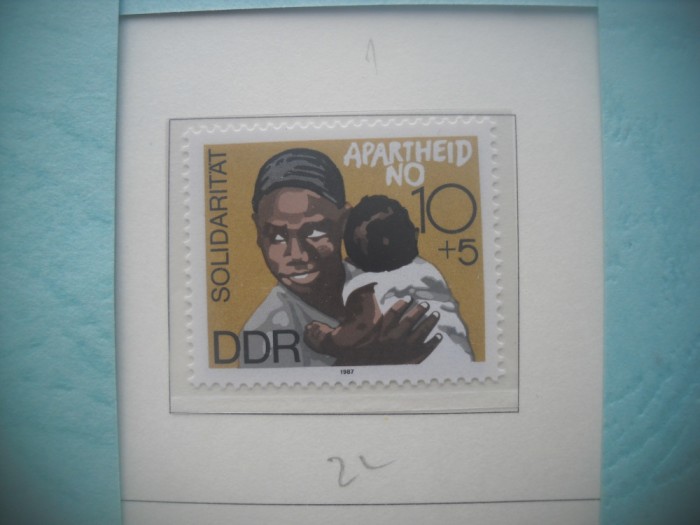 HOPCT TIMBRE MNH 1196 LUPTA CONTRA APARTHEID -1 VAL-1987-GERMANIA DDR/RDG