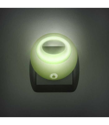 Lampa de veghe cu LED si senzor de lumina verde diametru 8 cm 1 LED foto