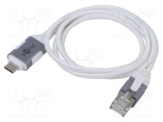 Cablu Goobay USB 3.1 RJ45 la USB C, 1m, alb gri
