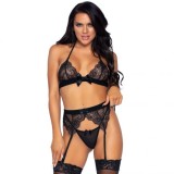 LEG AVENUE - SET DE TREI PIESE TOP, CHIARPĂ ȘI CHILOȚEL G-STRING, LEG AVENUE SETS