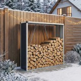 Suport lemne de foc Kalmar din otel galvanizat, antracit, 158x47x152 cm