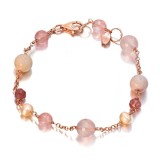Cumpara ieftin Brățară Argint 925 placat Aur Roz cu Cuarț Roz, Opal &amp; Perle de Cultură Allure - Ajustabilă, Handmade Made in Italy