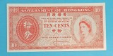 Hong Kong 10 Cents 1961 &#039;Elisabeta II&#039; UNC p#327