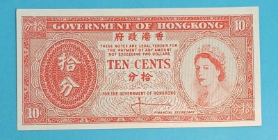 Hong Kong 10 Cents 1961 &amp;#039;Elisabeta II&amp;#039; UNC p#327 foto