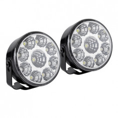 Lumini LED auto de zi 12V 9x 0.5W set 2buc 6000K diametru 70mm VIPOW