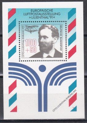 Germania 1991 - Expoziție Airmail &amp;quot;LILIENTHAL &amp;#039;91&amp;quot;, Colita, MNH foto