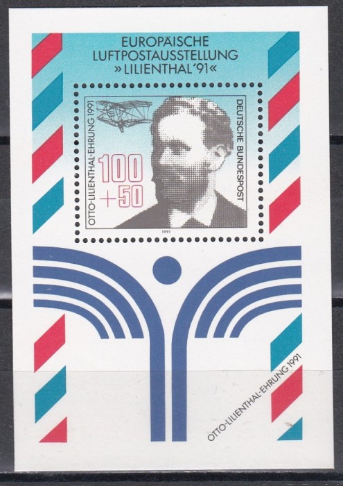 Germania 1991 - Expoziție Airmail &quot;LILIENTHAL &#039;91&quot;, Colita, MNH