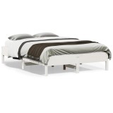 VidaXL Cadru de pat fără saltea, alb, 135x190 cm, lemn masiv de pin
