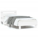 VidaXL Cadru de pat cu tăblie, alb, 75x190 cm, lemn prelucrat