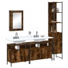 VidaXL Set mobilier de baie, 4 piese, stejar fumuriu, lemn prelucrat 3214807