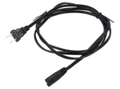 Cablu Alimentare 2x18AWG IEC C7 - NEMA 1-15 1.8m Negru