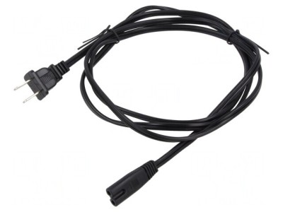 Cablu Alimentare 2x18AWG IEC C7 - NEMA 1-15 1.8m Negru foto
