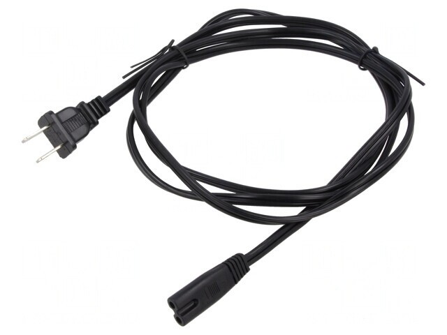 Cablu Alimentare 2x18AWG IEC C7 - NEMA 1-15 1.8m Negru