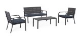 Cumpara ieftin Set mobilier gradina otel textil gri charcoal Sarita 98x48x39 cm, 60.5x65.5x76 cm, 118x65.5x76 cm