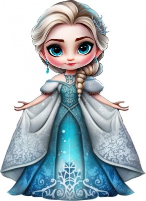Sticker decorativ, Printesa Elsa, Albastru, 82 cm, 1269STK-4 foto