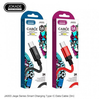 Cablu de date, JOKADE JA003, JIEGE Series, USB - Apple Lightning, 5A, 3m, Rosu, Blister foto