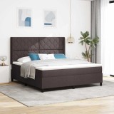 Cumpara ieftin Pat cu saltea cu arcuri și LED, maro &icirc;nchis, 180 x 200 cm, Țesătură