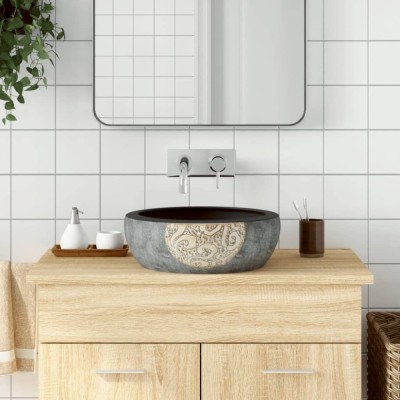 vidaXL Lavoar de blat, negru și maro, rotund, &amp;Phi;41x14 cm, ceramică foto